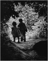2 KIDS ON PATH-B&W